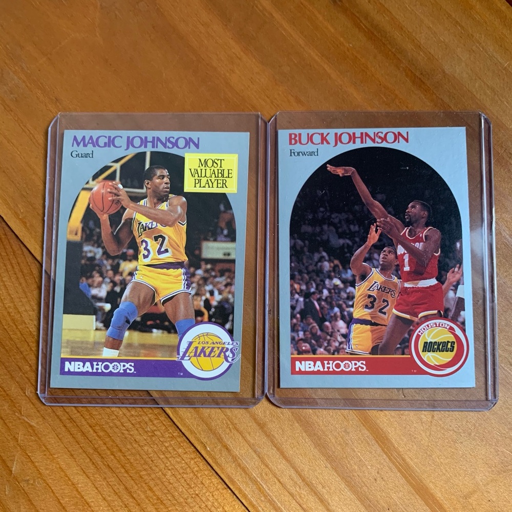 Magic Johnson two rare 1990 NBA HOOPS cards